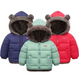 Nuevo invierno mantener caliente más terciopelo niños niñas chaqueta de doble cara desgaste con capucha gruesa ropa exterior para niños cuello de piel chaqueta de niños J220718