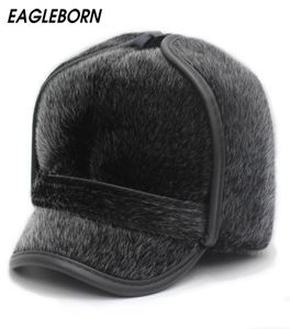 Nieuwe winter mannen Russische hoed faux bont hoed mode fur dad hoeden ushanka bommenwerper hoeden oor klep dikke winterdop voor heren de oude lj29372405
