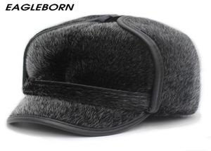 Nieuwe winter mannen Russische hoed faux bont hoed mode fur dad hoeden ushanka bommenwerper hoeden oor klep dikke winterdop voor heren de oude lj28282774