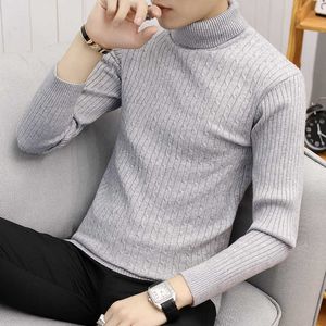 Nieuwe winter mannen turtleneck truien slanke fit truien mannen dunne massief truien mannelijke balck casual truien maat 3XL Y0907