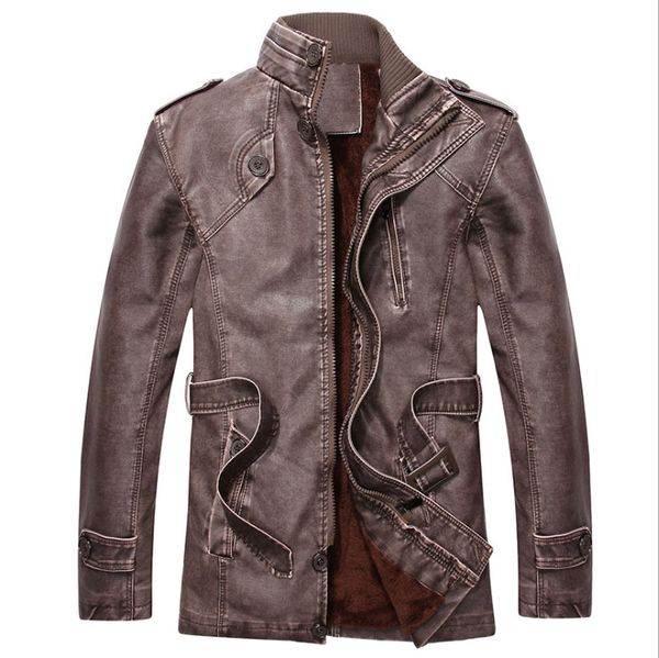 Nouveau hiver hommes standard Europe veste en cuir noir en cuir biker manteau Rock n roll veste pour homme peau de mouton PU veste en cuir