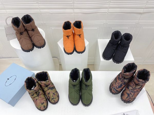 New Winter Re-Nylon Bottes Nylon Cheville Neige Semelle En Caoutchouc Unisexe Designer De Luxe De Haute Qualité Mode Édredon Antidérapant Demi Chaussons Chaussures Usine Chaussures Taille 35-45