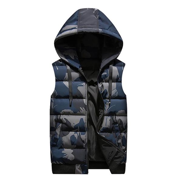 Nuevo invierno reversible con capucha chaquetas sin mangas con estilo camuflaje Men039s chaleco más tamaño 4XL doble lado a prueba de viento cintura cálida c2455364