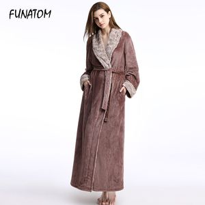 Nouveau hiver Robe femme épaissir chaud Homewear pyjama chemises de nuit vêtements de nuit corail velours longue Robe femme peignoir épais Robes