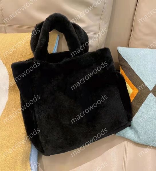 Nueva bolsa de asas de piel de oveja de invierno, bolso de felpa de piel suave de colores, bolsos de hombro de marca para mujer, bolsos de compras de fieltro esponjoso, bolsos grandes de diseñador, bolsos cruzados de lujo, bolsos de pana