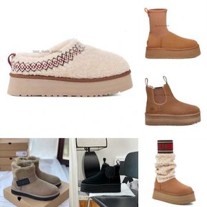 Nieuwe winter ''ugglis''boot Ultra Mini Platform Dames Klassiek Platform Australische laarzen Ontwerp Tasman Kwastje stijl Tazz Ribbon stijl Bontlaarzen Slippers Enkel Sherpa ss