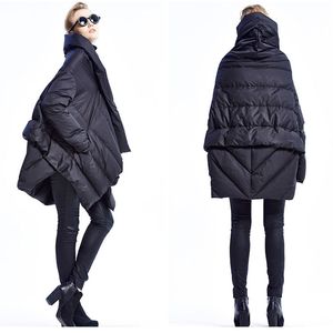 Nouveau hiver femmes à la mode vente chaude mi-longue doudoune épais ample surdimensionné vers le bas manteau châle blanc canard plume à capuche