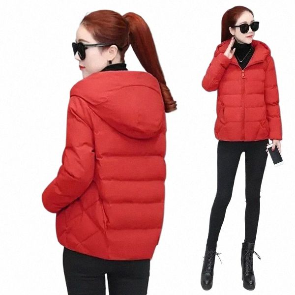 Nouveau hiver femmes manteau froid Parkas Super chaud à capuche veste rembourrée veste courte grande taille Lg manches haut coréen Fi n2N2 #