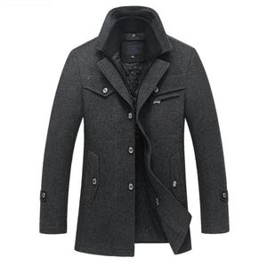 Nuevo abrigo de lana de invierno Slim Fit Chaquetas para hombre Casual cálido prendas de vestir exteriores chaqueta y abrigo Hombres Pea Coat Tamaño M-4XL ENVÍO DE LA GOTA CJ191205