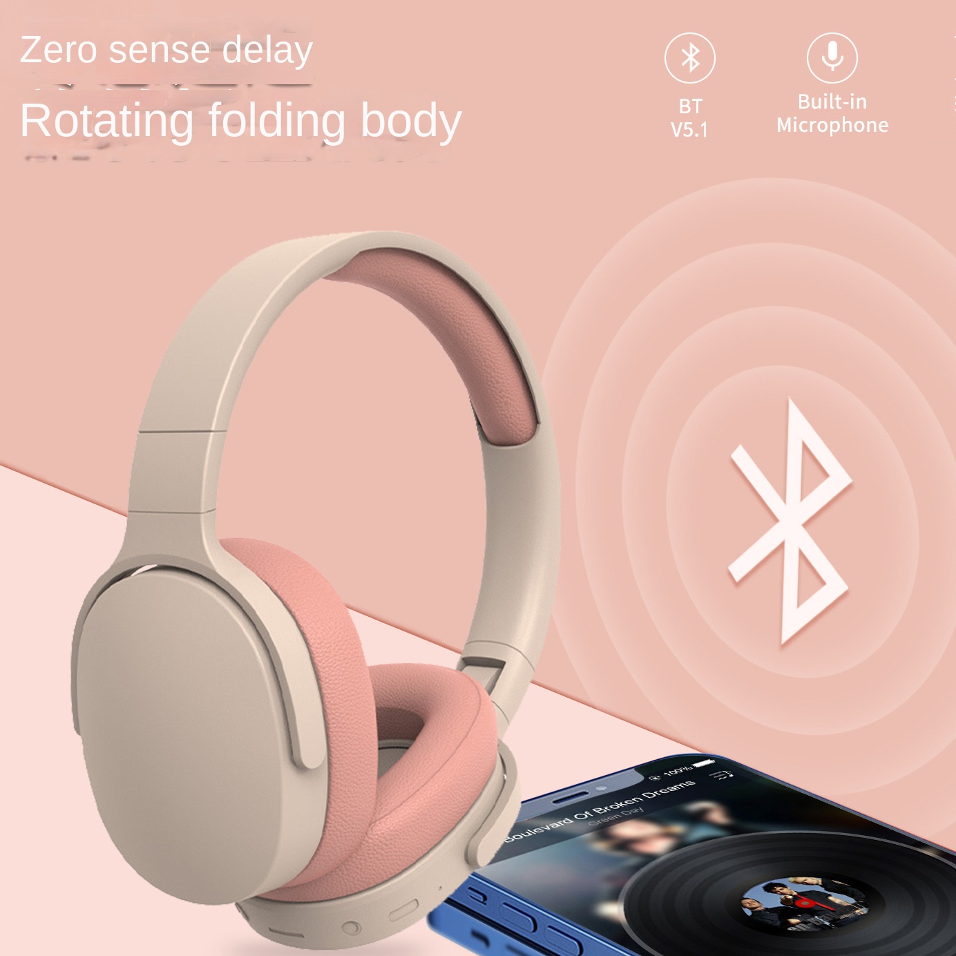 Ny trådlös Bluetooth-hörlurar Huvudmonterat Universal Buller Reduction Mobile Game Bluetooth Earphone Headset