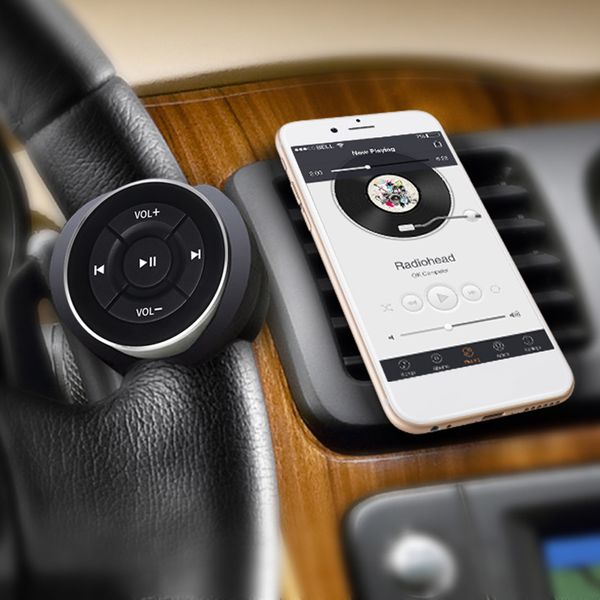 Nuevo inalámbrico Bluetooth Control remoto teléfono medios volante Mp3 reproductor de música para Android IOS Smartphone Control coche Kit