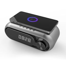 Nouveau haut-parleur Bluetooth sans fil LED ALARME ALARME FM RADIO RADIO TF avec chargeur sans fil pour téléphone portable intelligent mobile VVQXW