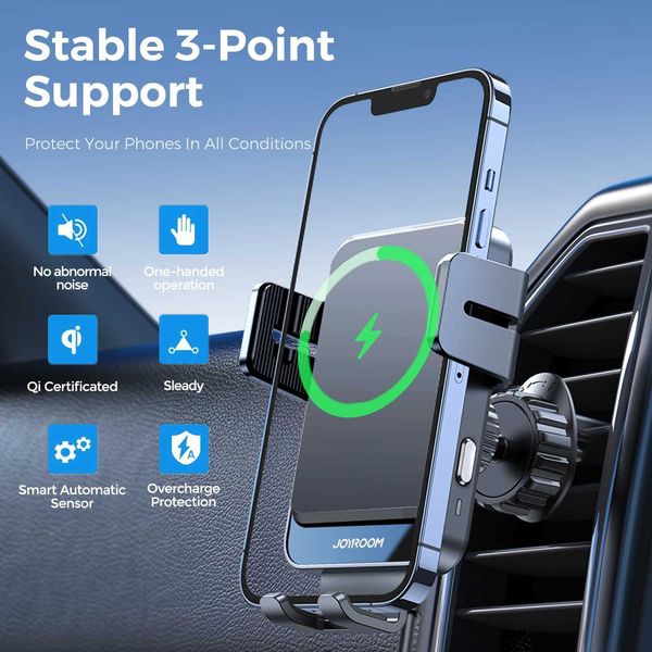 Nuevo soporte de carga inalámbrica para teléfono de coche, cargador rápido de 15W para teléfono móvil, soporte de coche para iPhone 14 13 Pro Max, soporte de ventilación de aire para coche