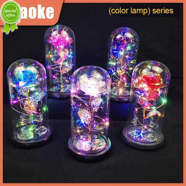 Nouveau avec des fleurs éternelles légères faites à la main Durable fée guirlande lumineuse verre à haute teneur en bore avec couvercle en verre Led enchanté Galaxy Rose