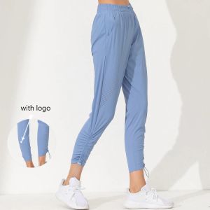 Nieuw met logo dames stretch joggingbroek sneldrogend ademend wijde pijpen yogabroek sport fitness leggings straat casual broek