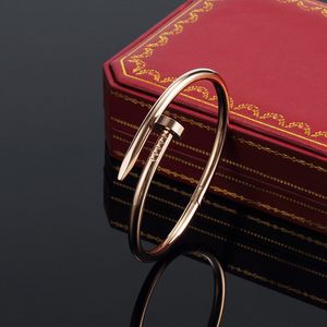 Nuevo sin caja Clásico de oro rosa liso Clou Pulsera para mujer Tamaño 17 19 Brazaletes de uñas Joyería de diseñador Moda Femenina Día de San Valentín Regalo de amor Chapado en oro de 18 quilates