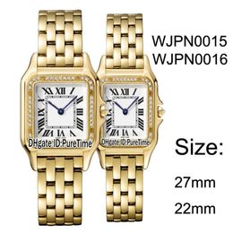 Nouveau WJPN0015 WJPN0016 lunette en or jaune diamant 27mm 22mm cadran blanc montre à quartz suisse pour femme montres en acier inoxydable Pure2939