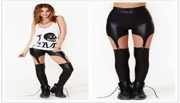 Nieuwe vrouw kousenband glanzende legging sexy straatstijl slanke dames leggings skinny broek dames uitgehold panty legging c11265911763