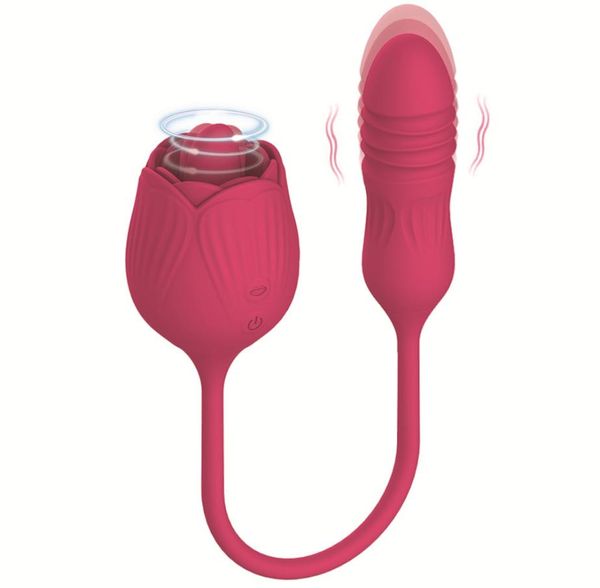 Nouvelle femme outils de massage vibrateurs télescopiques Tougue Lick Sucking Modèles Royal Rose Sex Toy Thrusting Dildo étendu Clit Sucker To9747656