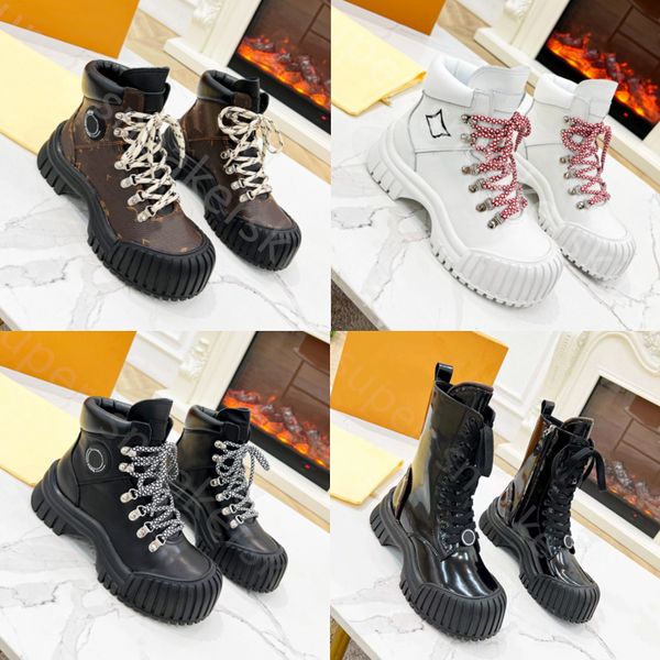 Nuevos botines para mujer Diseñador Moda Martin bota cuero real Plataformas al aire libre antideslizante mantener caliente botas de nieve tamaño 35-41