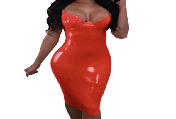 Robe longue en Faux cuir et Latex pour femmes, nouvelle mode automne, V Nck, Sexy, Slim, Pvc, noir, blanc, rose, rouge, robe de soirée, grande taille 11899004