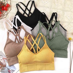 Nouveau Femmes Retour Décorer Soutien-Gorge Sans Soudure Bras Push Up Sans Fil Bralette Sexy Pleine Coupe Sous-Vêtements Fille Lingerie Sport Tube top L220726