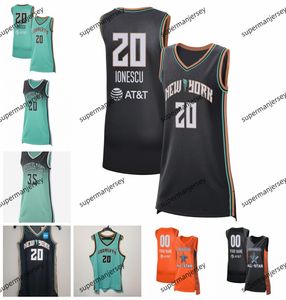 Nieuwe vrouwen basketbal York Liberty Jersey 30 Breanna Stewart 20 Sabrina Ionescu 35 Jonquel Jones 22 Courtney VandersLoot 44 Betnijah Laney Men Jeugd 2024