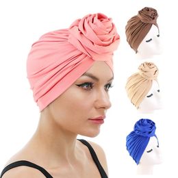 Nouveau femmes grande fleur Turban chapeau musulman Hijab casquettes dames chimio casquette africaine tête Wrap Bonnet fête casque Turbante Mujer
