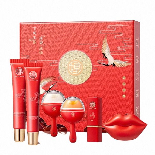 Nouveau Kit de maquillage de boîte-cadeau de marque pour femmes, ensemble cosmétique Fi, masque à lèvres hydratant, baume à lèvres hydratant exfoliant brouillard rouge à lèvres de voiture u3qr #