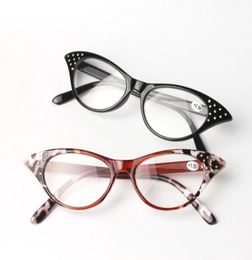 Nouvelles femmes verres de lecture d'œil de chat hommes résine lunettes de lunettes complètes diamant noir de lecture léopard 10pcslot3231423