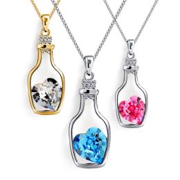 Nouvelles femmes charme collier pendentif dames créatives souhaitant bouteille cristal zircon bijoux romantique de mariage de la Saint-Valentin cadeaux