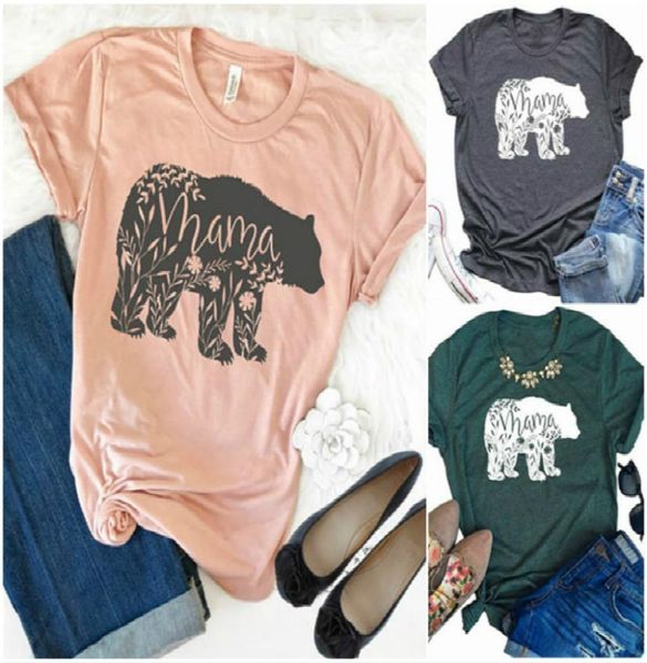 Nueva ropa de mujer, camiseta con estampado de oso MAMA, camiseta de verano de manga corta para mujer, 4 colores 7653706