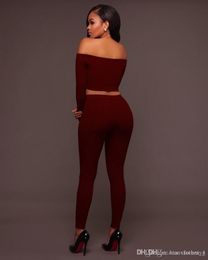 Nouveau femmes designer sportswear manches longues hors épaule sweat-shirt pantalon survêtement à capuche legging 2 pièces ensemble tenues moulantes chaud streetwear 008