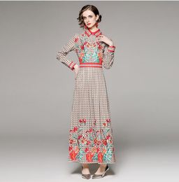 nouvelles femmes robes vêtements de créateurs imprimer bouton devant revers cou tenue décontractée bureau dames sexy mince plissé robes imprimées florales