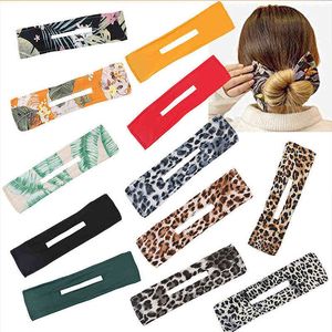 Nieuwe Vrouwen Elegante Solid Print Bun Maruko DIY Hairstyle Making Hold Long Tools Bow Hoofdband Haarbanden Mode Haaraccessoires AA220323