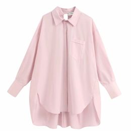 Nieuwe Vrouwen Mode Solid Pocket Casual Losse Smok Blouse Shirt Dames Back Gat Lace Up Blusas Chic Femininas Chemise Tops LJ200831