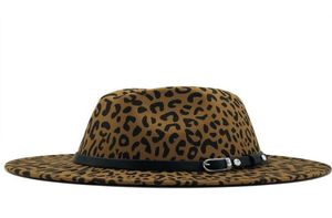 De nouvelles femmes sentaient le chapeau Fedora de la ceinture avec un large royaume léopard jazz chapeau élégant dame automne sombrero godfather femelle7891877