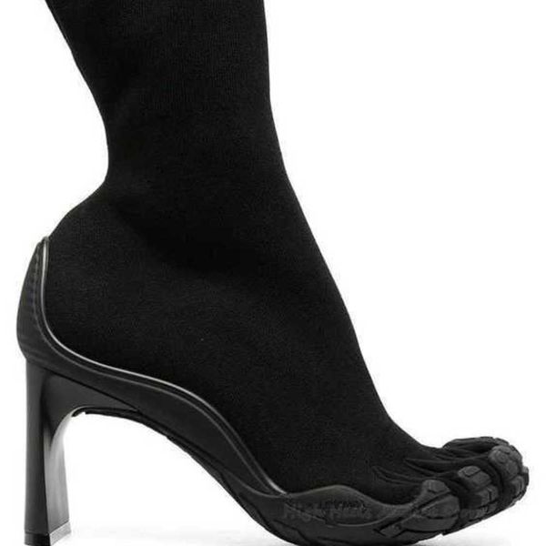 Nouvelles femmes bottes chaussettes à cinq doigts bottines en cuir à bout fendu à bout pointu noir rose blanc chaussures de piste de conception de luxe 221201 230925