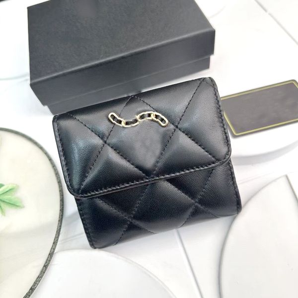 Nouvelles femmes sac à rabat pochettes sac de luxe nouvelle lettre diamant damier sac de créateur classique portefeuille à trois volets mode sac à main 11 cm