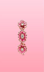 New Women Flower Rings Jewelry para P 925 Boda de plata esterlina Juego de anillo de oro rosa de 18 km con caja3012200 original
