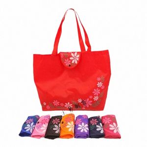 Nuevo bolso de tienda plegable para mujeres Bolso floral reutilizable Gran capacidad Oxford Cloth Bag Casual Grocery Bag Ladies Tote V80N#