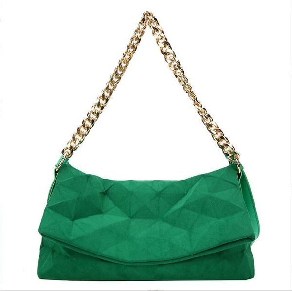 Nouvelles femmes pochettes de fête pliables marque Designer chaîne sacs à bandoulière dames sacs à main en daim bleu vert jaune sacs fashionbag250