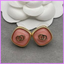 Nuevos pendientes de oro para mujer, joyería de diseñador, pendiente de esmalte para mujer, pendientes bonitos de color rosa para mujer, pendientes para fiesta, regalos para hombre, clásico D223211F