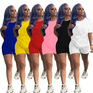 Nouveau femmes Jogger costumes vêtements d'été survêtements tenues à manches courtes pull T-shirt + short deux pièces ensembles grande taille vêtements de sport costume de survêtement noir 5372