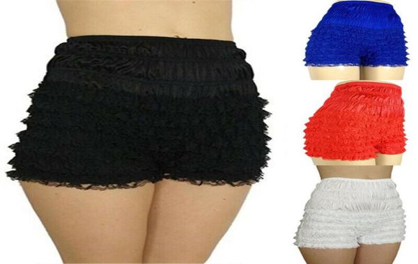 Nuevas mujeres señoras de encaje con volantes Knicker ropa interior pantalones cortos Braga pantalón de protección negro azul rojo White9162376