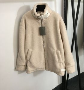 Nuevos abrigos de lana de cordero para mujer, cuello levantado de manga larga con chaqueta de cuero, Otoño Invierno, chaquetas de abrigo cálidas para mujer, ropa de fiesta en la calle