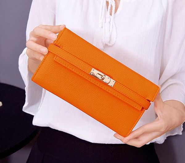 Nuevas carteras de diseñador de estilo largo con cierre para mujer 2023, monederos para teléfono para mujer, bolsos de mano con varias tarjetas a la moda para mujer, negro/rosa/naranja/gris claro