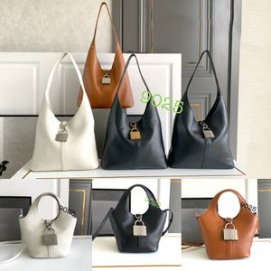 nieuwe vrouwen locker noord zuid hobo tas luxe designer generfd kalfsleer schoudertas riemsluiting hangslot handtas nappa lamsvacht voering draagtas hoge kwaliteit