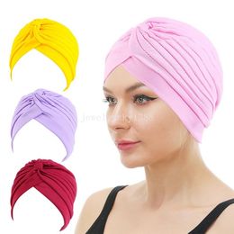 Nouvelles femmes musulmanes casquette intérieure Hijab Turban indien plissé torsion bonnets Bonnet chapeau Ninja Bonnet perte de cheveux foulard Wrap chimio casquettes