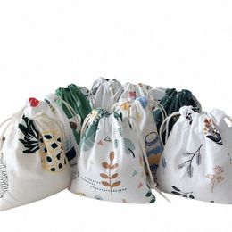Nueva mochila con cordón estampado para mujer, bolsa de cambio, bolsa de viaje con estampado de plantas y animales, lápiz labial, almacenamiento de papel higiénico, bolsa de regalo 410g #